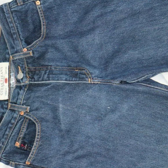 GUESS JEANS Bootleg Cut Dark Wash Blue Denim Jeans Sz 32 Men - Picture 2 of 13